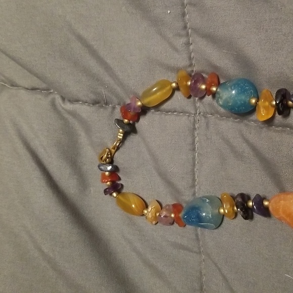 Vintage Multicolor Natural Stone Beggar Necklace - Picture 2 of 5